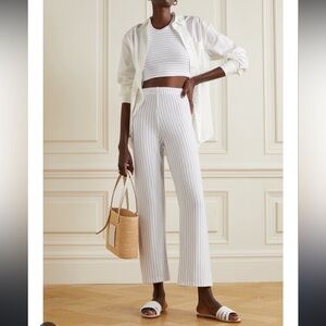 LESET | Lauren striped stretch-jersey straight-leg pants